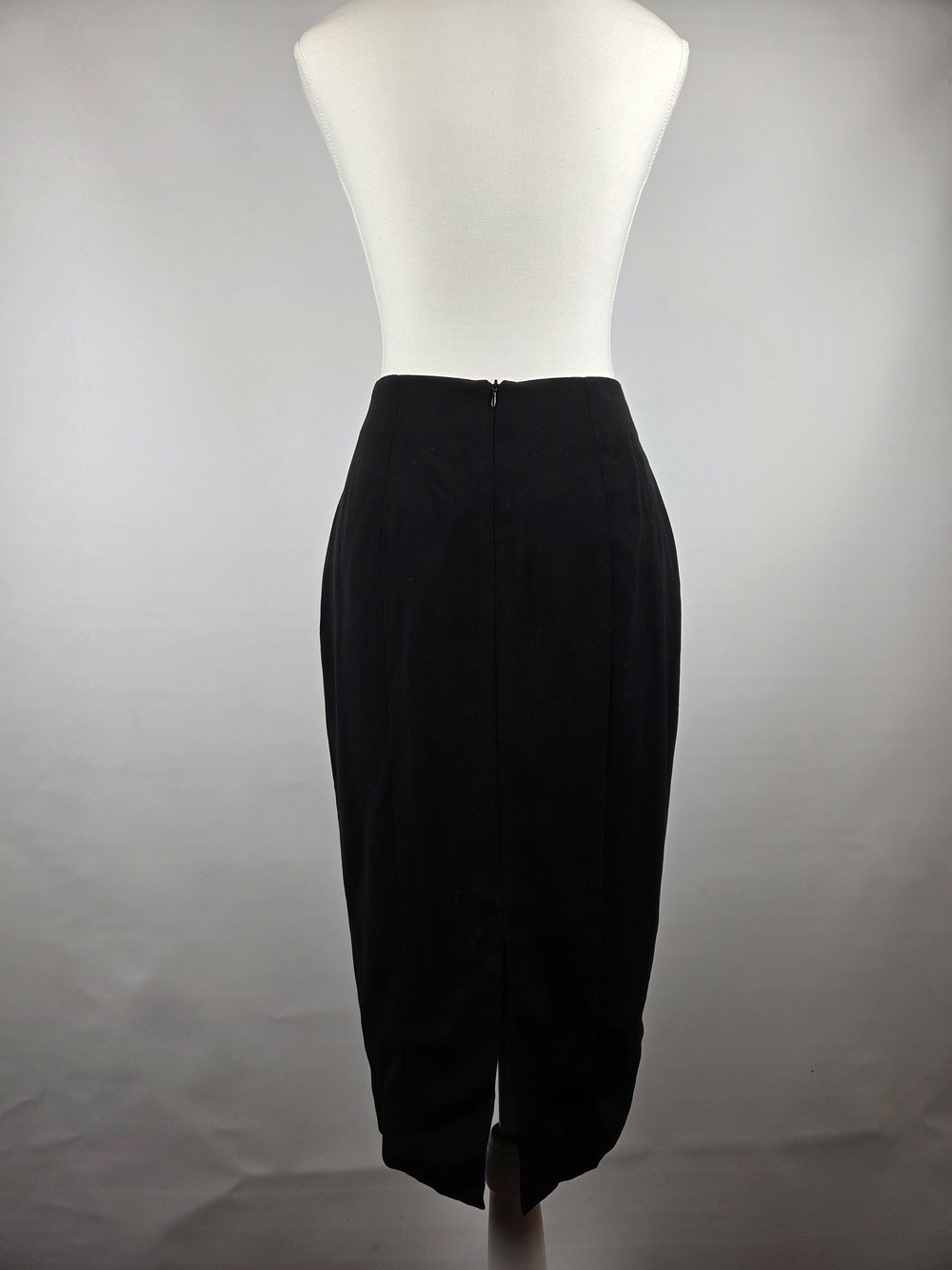 Vintage Holt Renfrew Studio Black Wool Pencil Skirt - Picture 6 of 12